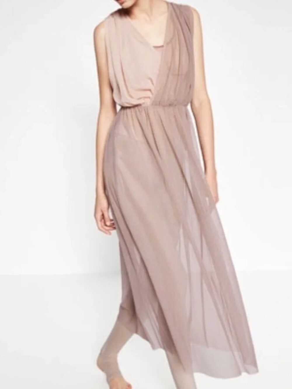 Zara Contrast Tulle Mesh Ballerina Dress sz M NWOT